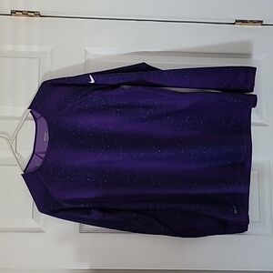 Nike Dri-Fit Purple Galaxy Speckled Long Sleeve Running Shirt womens size XL